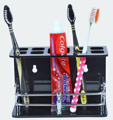 PLNJAR Acrylic Toothbrush Holder Stand for Bathroom Kitchen Wall Mount No Drill Require Acrylic, Stainless Steel Toothbrush Holder