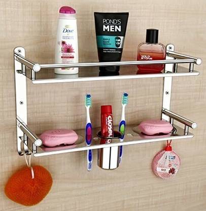 FORSQUARE HARDWARE PRODUCTS Stainless Steel Multi-use Rack / Bathroom Shelf /Bathroom Accessories SS Stainless Steel Toothbrush Holder