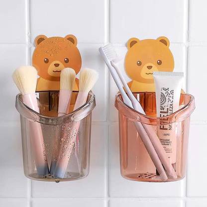 ZWEELAY toothbrush Holder Plastic Stand for Toothpaste, Comb, Brush (Set of 2 Pcs) Plastic Toothbrush Holder