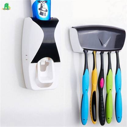 SHISHI Toothpaste Dispenser with Brush Holder Plastic Toothbrush Holder