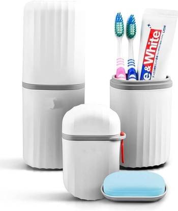 ALICIA Plastic Travel Toothpaste Case Holder with Soap Container Combo Pack Plastic Toothbrush Holder