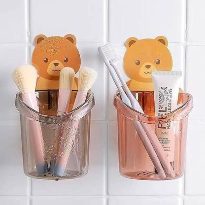 PYORIT Toothbrush Holder(Set of 2 Pcs) Plastic Stand forToothpaste Comb, Brush, Cream, Plastic Toothbrush Holder