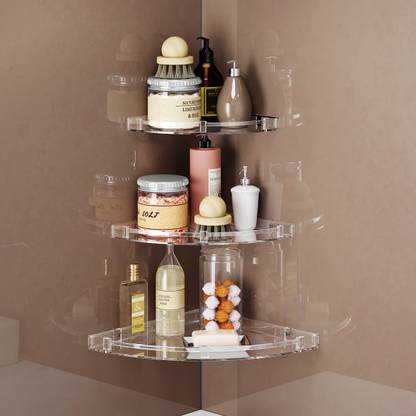 GLOXY Multipurpose Space Saving Corner/Shelf/Rack for face wash,shower gel,bottle Acrylic, Plastic Wall Shelf