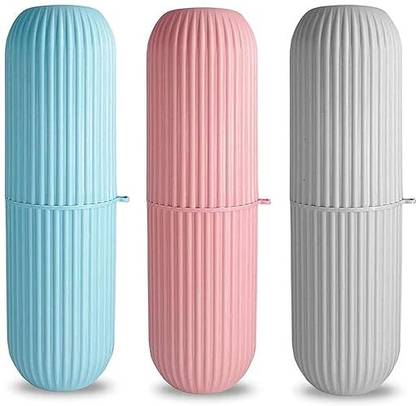 PYORIT (Pack of 3) Capsule Portable Toothbrush Storage case Plastic Toothbrush Holder Plastic Toothbrush Holder