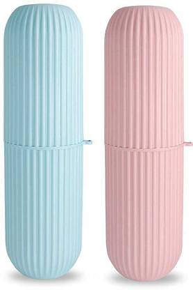 Moxstar Portable Capsule Shape Travel Toothbrush Case Cover Holder-2 Plastic Toothbrush Holder