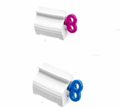 FIMTOWN Toothpaste Squeezer with Rolling Rotating Squeezing Dispenser For Bathroom Plastic Toothbrush Holder