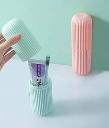 Nirja sk Capsule Shape Travel Toothbrush Toothpaste Case Holder Portable Toothbrush Storage Plastic Toothbrush Holder Random Colour Polypropylene Toothbrush Holder