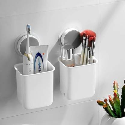 Mataiva Toothbrush Holder For Bathroom, Easy Wall Mount Self Adhesive Organizer Plastic Toothbrush Holder