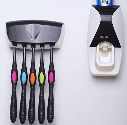 VirajSanchi Automatic Toothpaste Dispenser with 5 Bristles Protected Toothbrush Compartment Plastic Toothbrush Holder