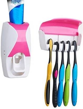 Guru natural world Automatic Manual One Touch Toothpaste Squeezing Device Dispenser Pump Plastic Toothbrush Holder