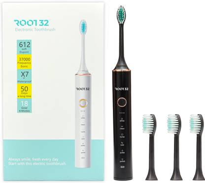 Root32 Soft Dupont bristles 37000 Frequency Sonic Waterproof 6 Modes 4 brush heads Toothbrush Sanitizer