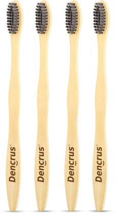 Dencrus NATURAL CLEAN Bamboo Toothbrush with Charcoal Activated, Eco-friendly Ultra Soft Toothbrush