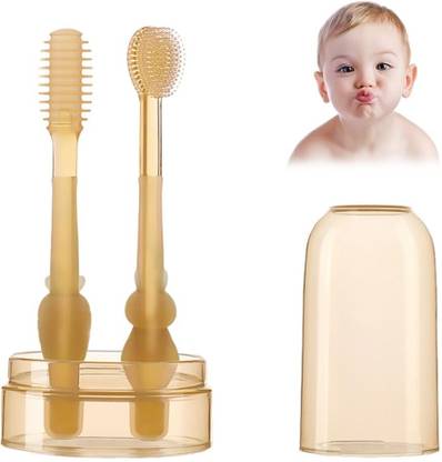 FLOSTRAIN Silicone Baby Oral Cleaning Brush, 2-in-1 Toothbrush Soft Toothbrush