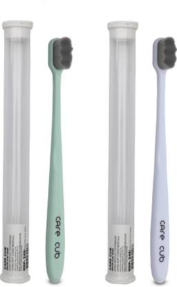 CARE CUB Green & White ZigZig Nano10000 Bristle BPA Free Effect For Sensitive Teeth Ultra Soft Toothbrush
