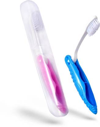 Dr. Flex Travel Foldable Toothbrush with Anti Bacterial containers Medium Toothbrush