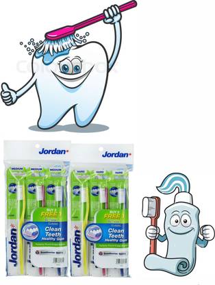 DOCTORGENTLE Jordan Classic Medium ToothBrush Pack Of 6 Tooth Brush Medium Toothbrush
