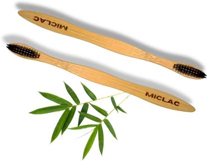 MICLAC Wooden Teethbrush Bamboo 2PCS Soft Toothbrush