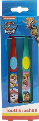 KoKoMo Paw Petrol Twin Toothbrush, Rubber Grip, Rounded And Dupont Bristles Soft Toothbrush
