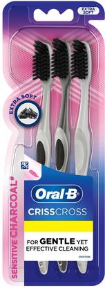 Oral-B Crisscross Sensitive Ultrathin,Charcoal Bristles, Extra Soft Toothbrush
