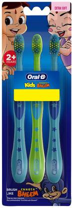 Oral-B Kids Chotta Bheem, Pack of 3, Age 2+, Easy to hold handle Extra Soft Toothbrush