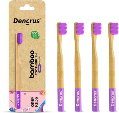 Dencrus Orby Kids Ultra-Soft Bamboo Toothbrush | Gentle Cleaning | Ergonomic Grip Extra Soft Toothbrush