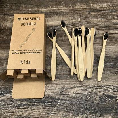 TheTrendyMart Bamboo Toothbrush with Charcoal Activated Soft Bristles Wooden ECO Friendly Extra Soft Toothbrush