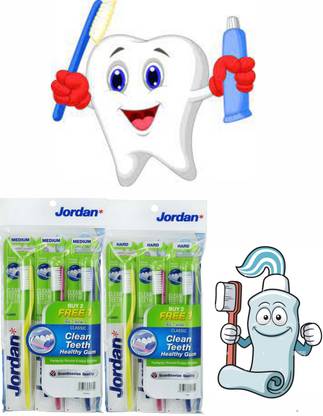 DOCTORGENTLE Jordan Hard ToothBrush White Bristles Latest Design Imported ( Pack of 6) Hard Toothbrush