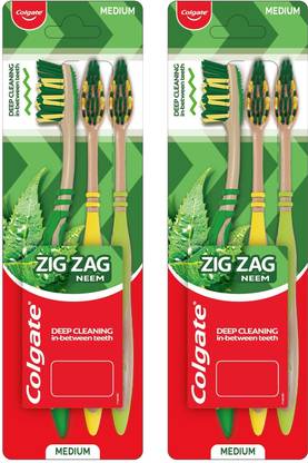 Colgate ZigZag Neem (Pack of 2) Medium Toothbrush