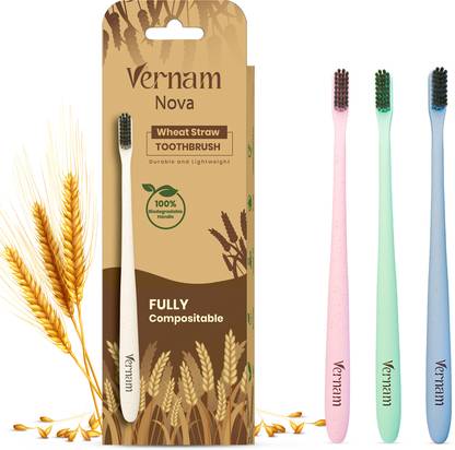 Vernam Wheat Straw Toothbrush | Eco-Friendly | Soft Bristles | Gentle on Gums Soft Toothbrush