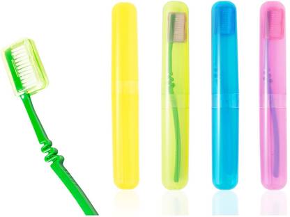 Dr. Flex Flexi Toothbrush Set with Anti-Bacterial Container and Hygiene Caps for Home Soft Toothbrush