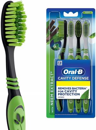 Oral-B Cavity Defense Neem, Value pack of 4, Multicolour Soft Toothbrush
