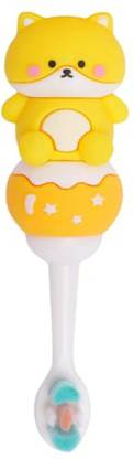 Gomzy Kids Toothbrush -Teddy Bear Shape Design Soft Tooth Brush YELLOW Extra Soft Toothbrush