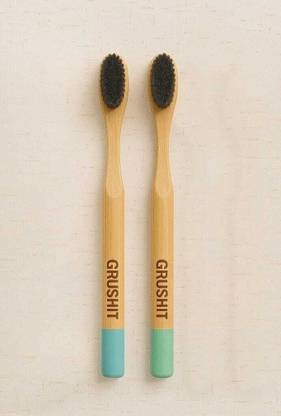 GRUSHit Eco-Friendly Bamboo Toothbrush- With Nanobristles Extra Soft Toothbrush