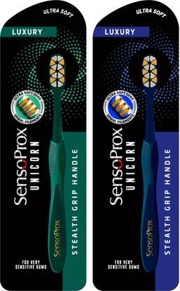 SENSOPROX Unicorn Pack of 2 Green & Blue Extra Soft Toothbrush