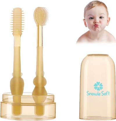 HANNEA Baby Oral Cleaning Brush 2 in 1 Toothbrush Tongue Brush BPA Free Soft Silicone Soft Toothbrush