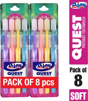 Ajay Quest Offer Pack of 8 Pcs (Soft) Soft Toothbrush