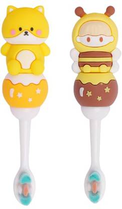 Gomzy Kids Toothbrush -Teddy Shape Design Soft Tooth Brush pack of 2 Extra Soft Toothbrush