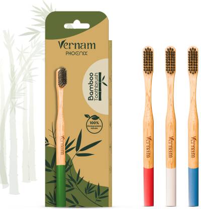 Vernam Phoenix Bamboo Charcoal (Pack of 3) Soft Toothbrush
