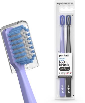 Perfora Dream White Toothbrush, With Smart Indicator Bristle - Lavender Love & OG Black Ultra Soft Toothbrush