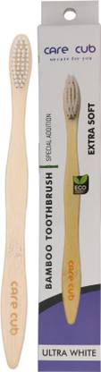 CARE CUB Green & Pink Flat Nano10000 Bristle BPA Free Effect For Sensitive Teeth Extra Soft Toothbrush
