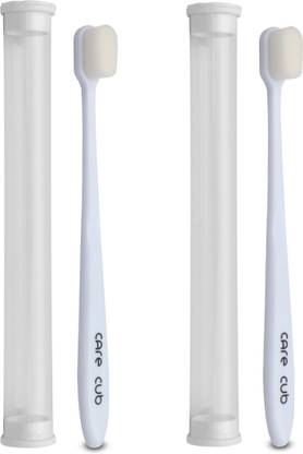 CARE CUB White Flat Nano10000 White Bristl BPA Free Perfect For Sensitive Teth Ultra Soft Toothbrush