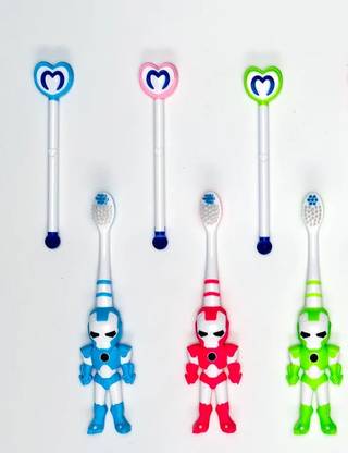 WOYR Premium Quality 3 PC soft Plastic Toothbrush with tongue cleaner|brush for kids Soft Toothbrush