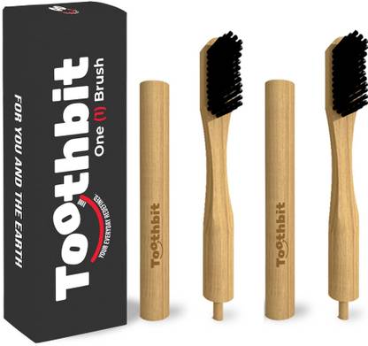 toothbit Detachable Bamboo Toothbrush - Pack of 2 Medium Toothbrush