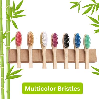RMR Traders Multicolour Bamboo Toothbrush With Soft Bristles For Adults Soft Toothbrush