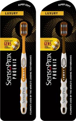 SENSOPROX Phoenix Pack of 2 Yellow & Brown Extra Soft Toothbrush