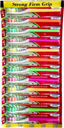 PRIMENT Pack of 12 Rosy Soft- Medium Tooth Brush, Medium Toothbrush (12 Toothbrushes) Medium Toothbrush