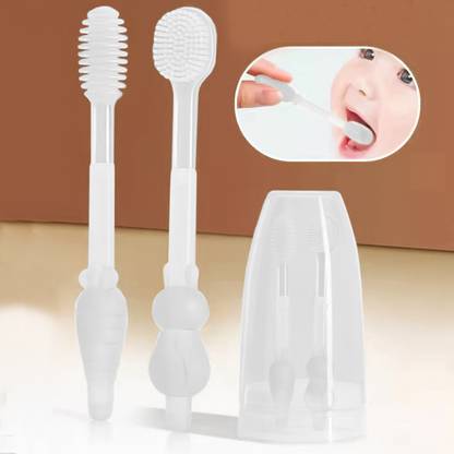 StarAndDaisy Baby Toothbrush and Baby Tongue Cleaner for Toddler Oral Care, Soft Silicone Ultra Soft Toothbrush