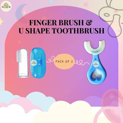 SHABURI ONLINE ORAL BUDDY DUALCARE SET | U SHAPE & FINGER BRUSH COMBO | LOVED BY BABY AND KIDS Extra Soft Toothbrush