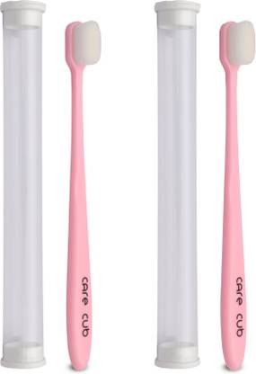 CARE CUB Pink Flat Nano10000 White Bristl BPA Free Perfect For Sensitive Teth Ultra Soft Toothbrush