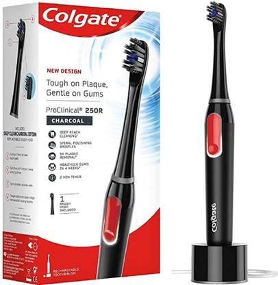 Colgate ProClinical 250R Charcoal Rechargeable Electric Toothbrush with Soft Bristles Ultra Soft Toothbrush